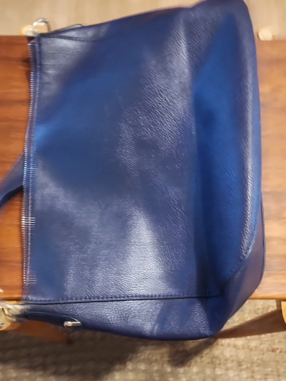 Coach Navy Pebbled Leather Hobo with Gold Hardware